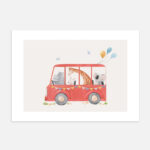 Red Schoolbus Poster 40x50cm