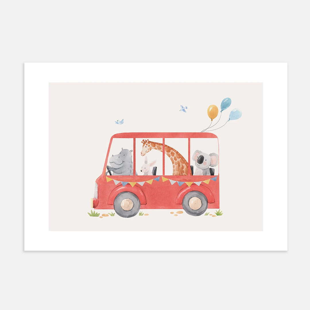 Red Schoolbus Poster 40x50cm